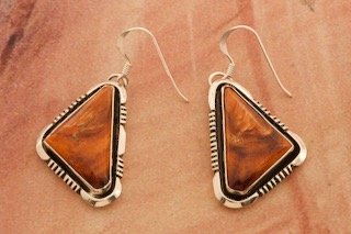 Genuine Apple Coral Sterling Silver Navajo Earrings